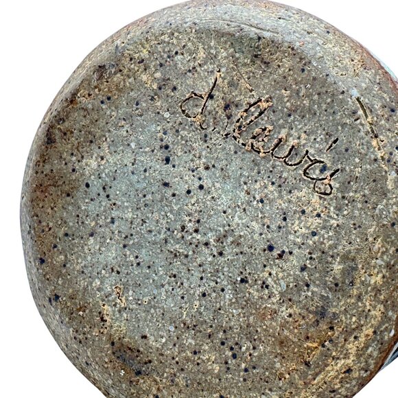 Art Studio Pottery Salt Shaker Cork Stopper Signed By Artist D. Lewis Handmade - Picture 5 of 9